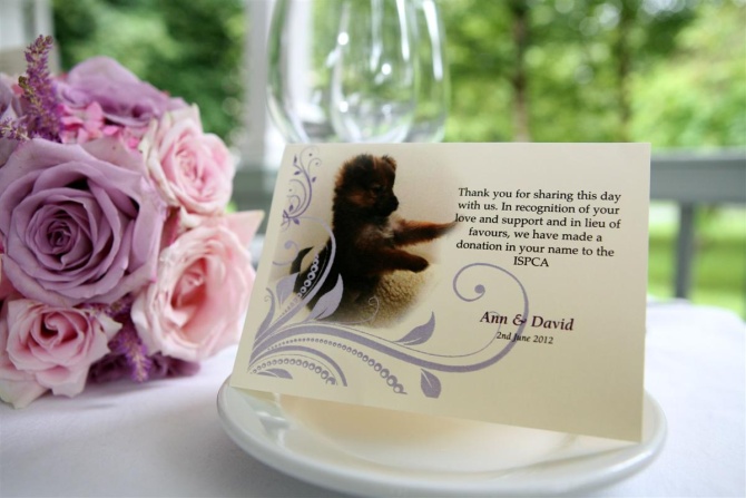 ispca charity wedding favour donations